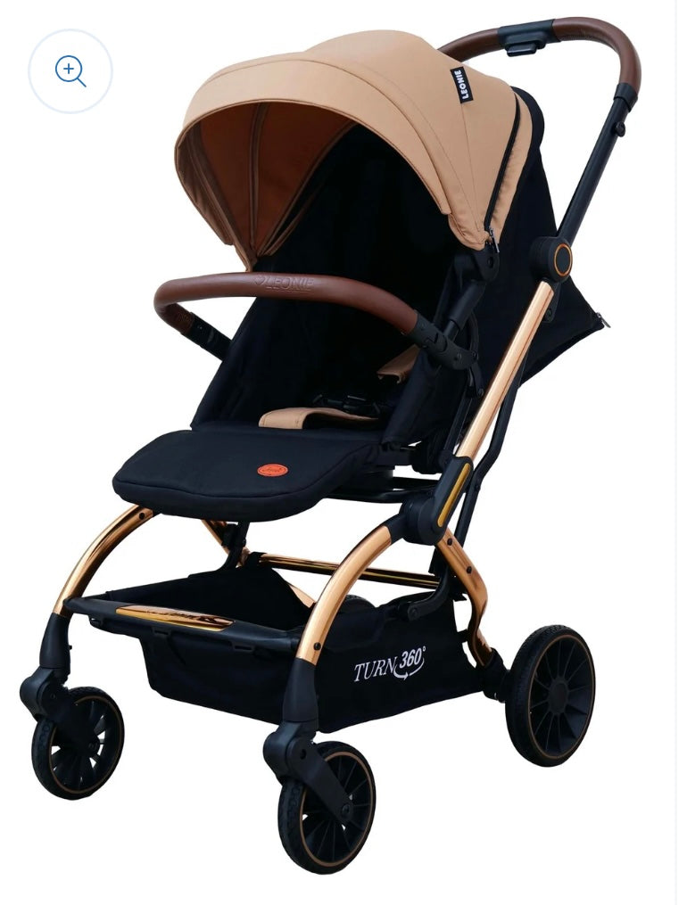 Passeggino leggero 360ºturn beige 0/22kg fronte mamma/strada con accessori zainetto,copri gambe e zanzariera