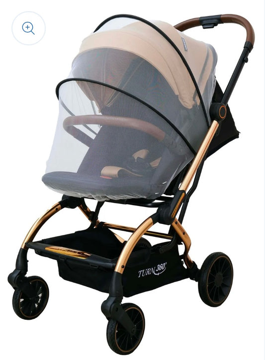 Passeggino leggero 360ºturn beige 0/22kg fronte mamma/strada con accessori zainetto,copri gambe e zanzariera