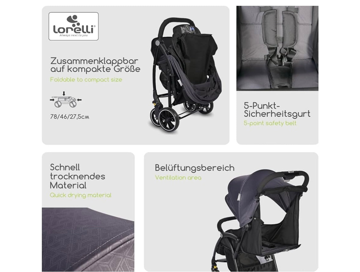 Passeggino leggero 0/22kg fresh nero