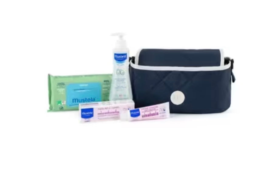 Organizer Mustela passeggino + crema cambio + salviette + detergente senza risciacquo