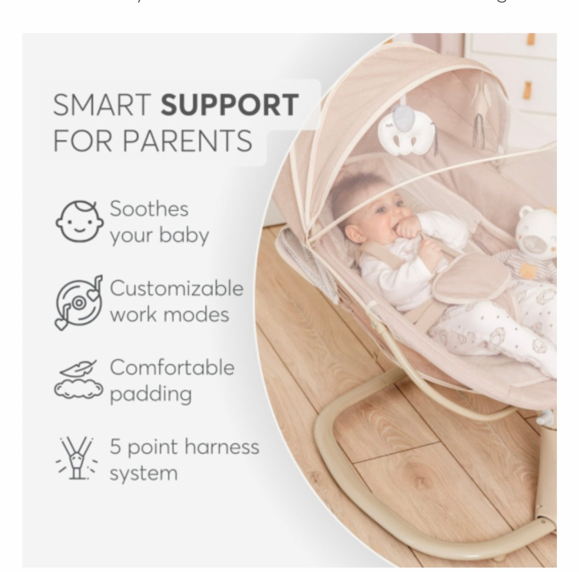 Altalena elettrica Winks Beige Kikkaboo