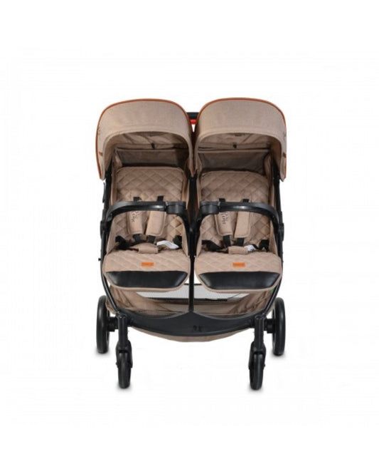 Passeggino leggero gemellare beige con copertina