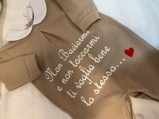 Tutina cotone 0/3 mesi beige pappa e latte