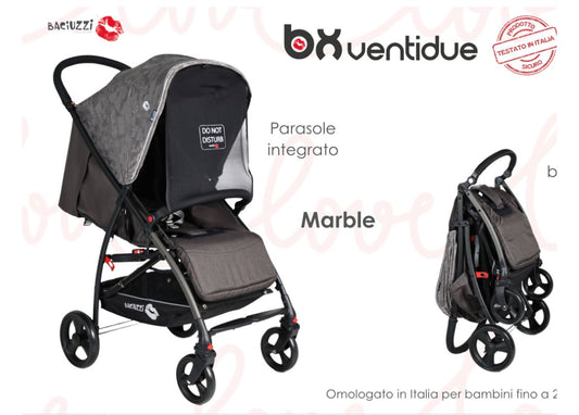 Passeggino leggero 22 kg grigio marble baciuzzi