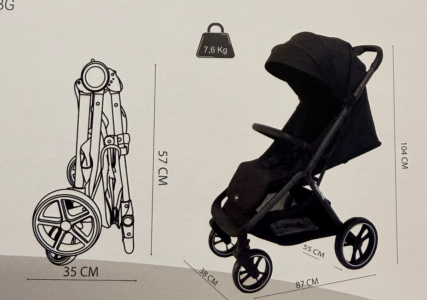 Passeggino leggero 22kg con  borsa verve verde leonie