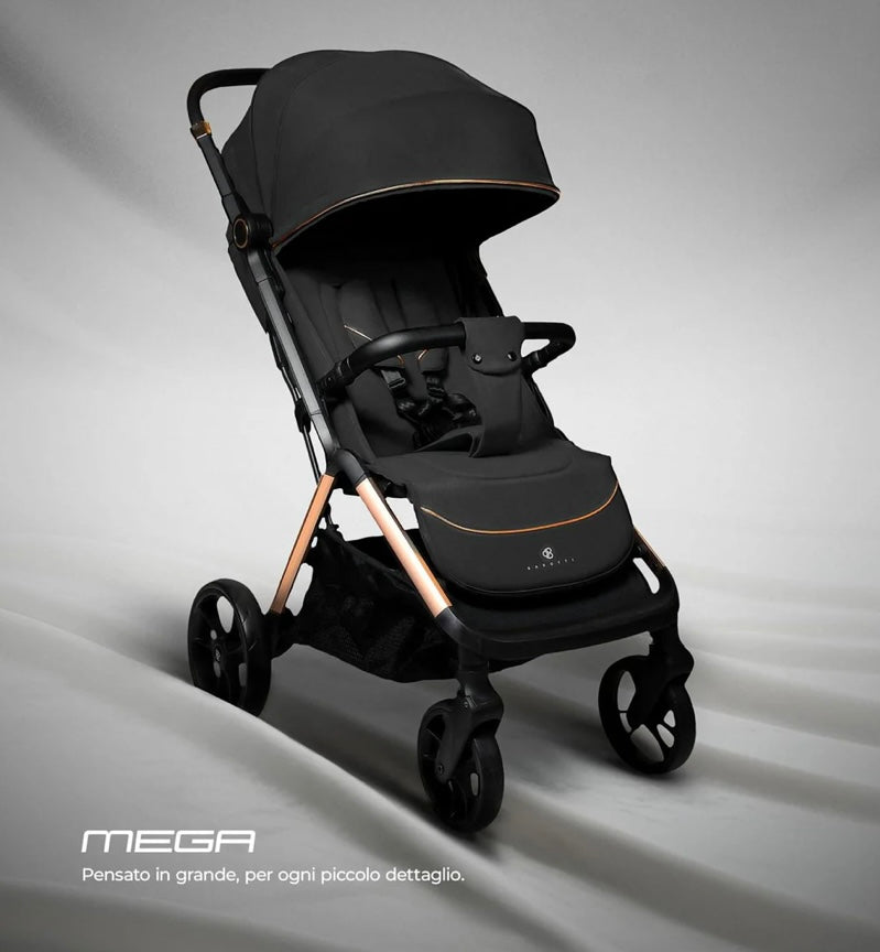 Passeggino leggero con borsa 0/22kg nero barotti mega