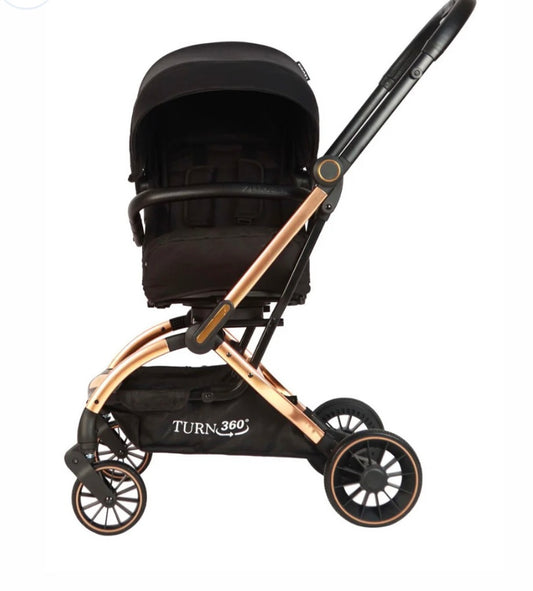 Passeggino leggero 360ºturn nero  0/22kg  fronte mamma/strada con accessori zainetto,copri gambe e zanzariera