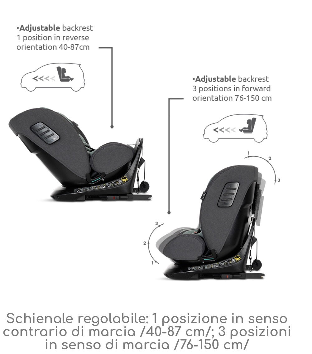 Seggiolino auto Monza i size isofix anti rebound bar nero Lorelli