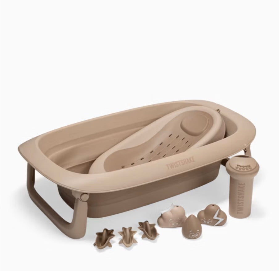 Set da bagno Twistshake con vaschetta e gioccatoli mocha beige