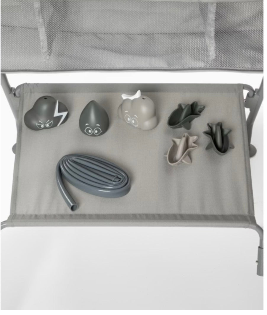 Set da bagno twistshake con vaschetta e giocattoli grigio