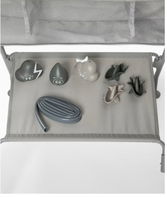 Set da bagno twistshake con vaschetta e giocattoli grigio