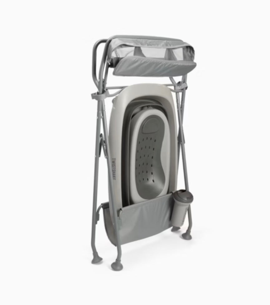 Set da bagno twistshake con vaschetta e giocattoli grigio