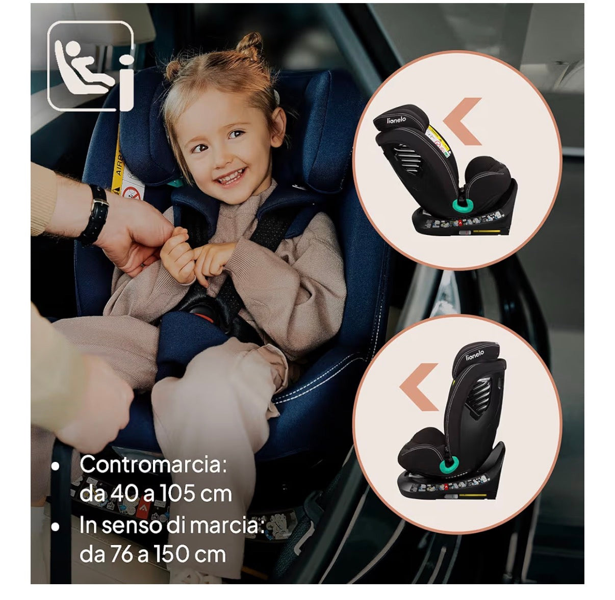 Sediolone auto Bastian i size 4in1 nero