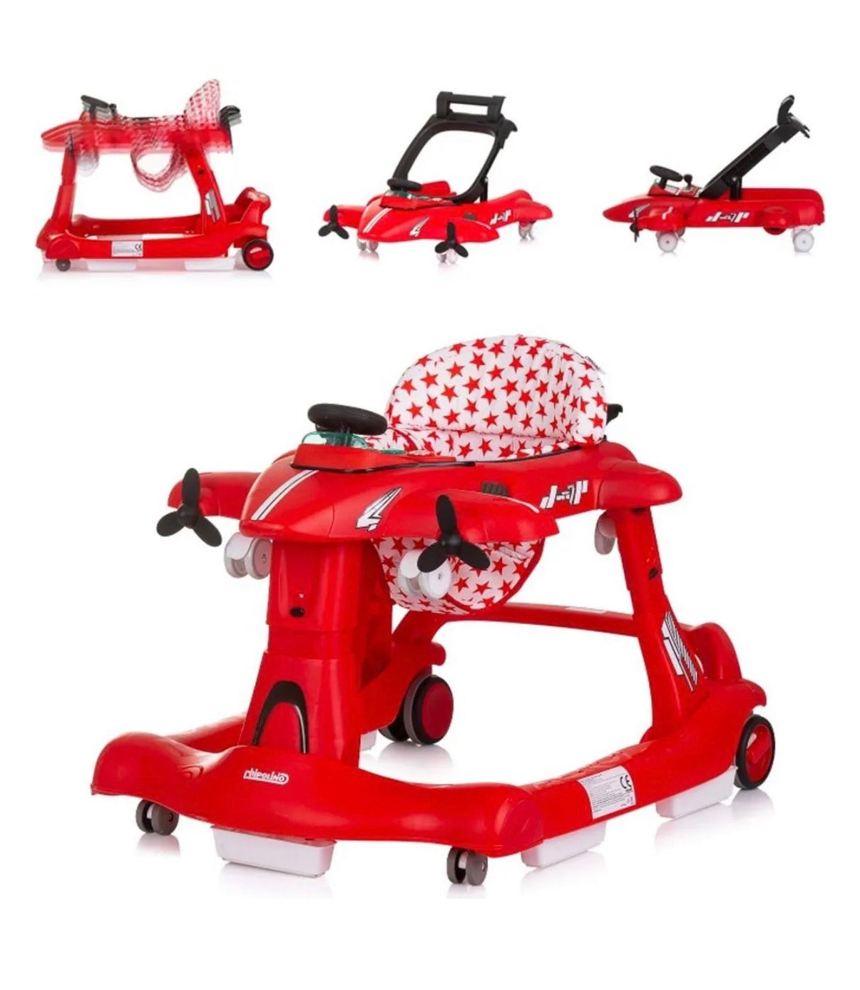 Girello airplane 3in1 rosso