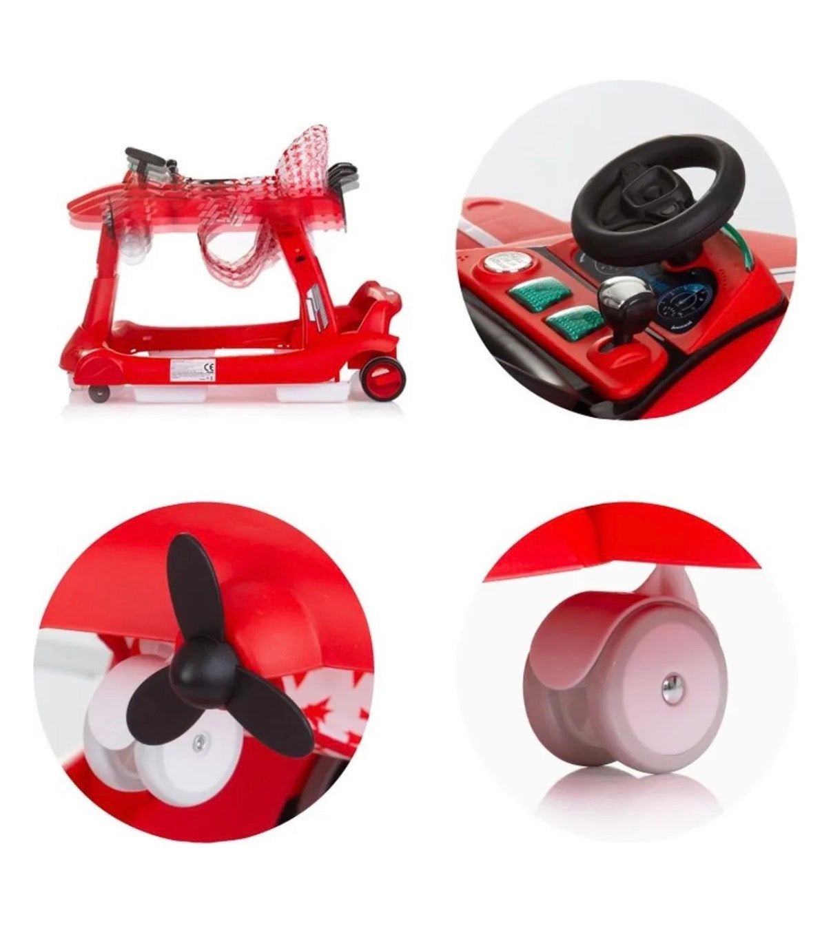 Girello airplane 3in1 rosso