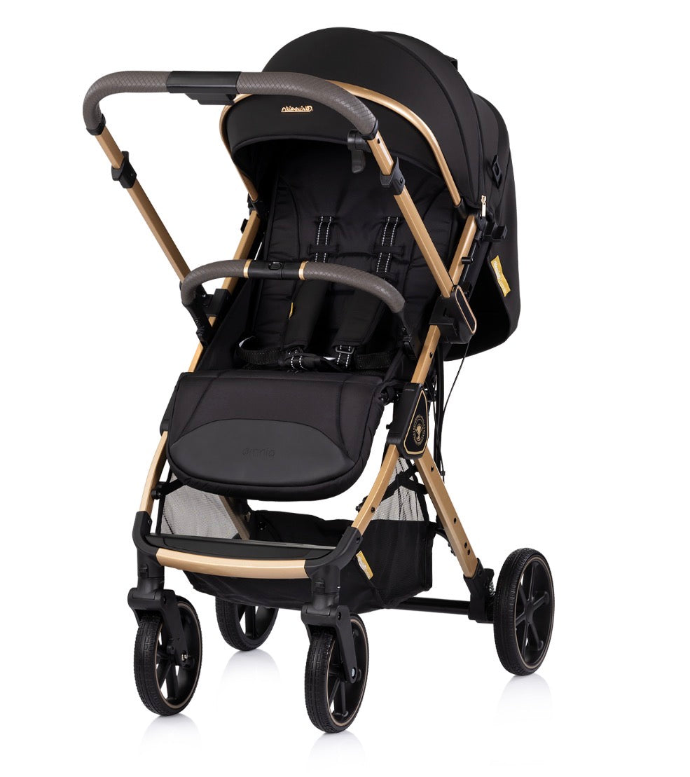 Passeggino leggero 22kg reversibile omnia nero e oro chipolino
