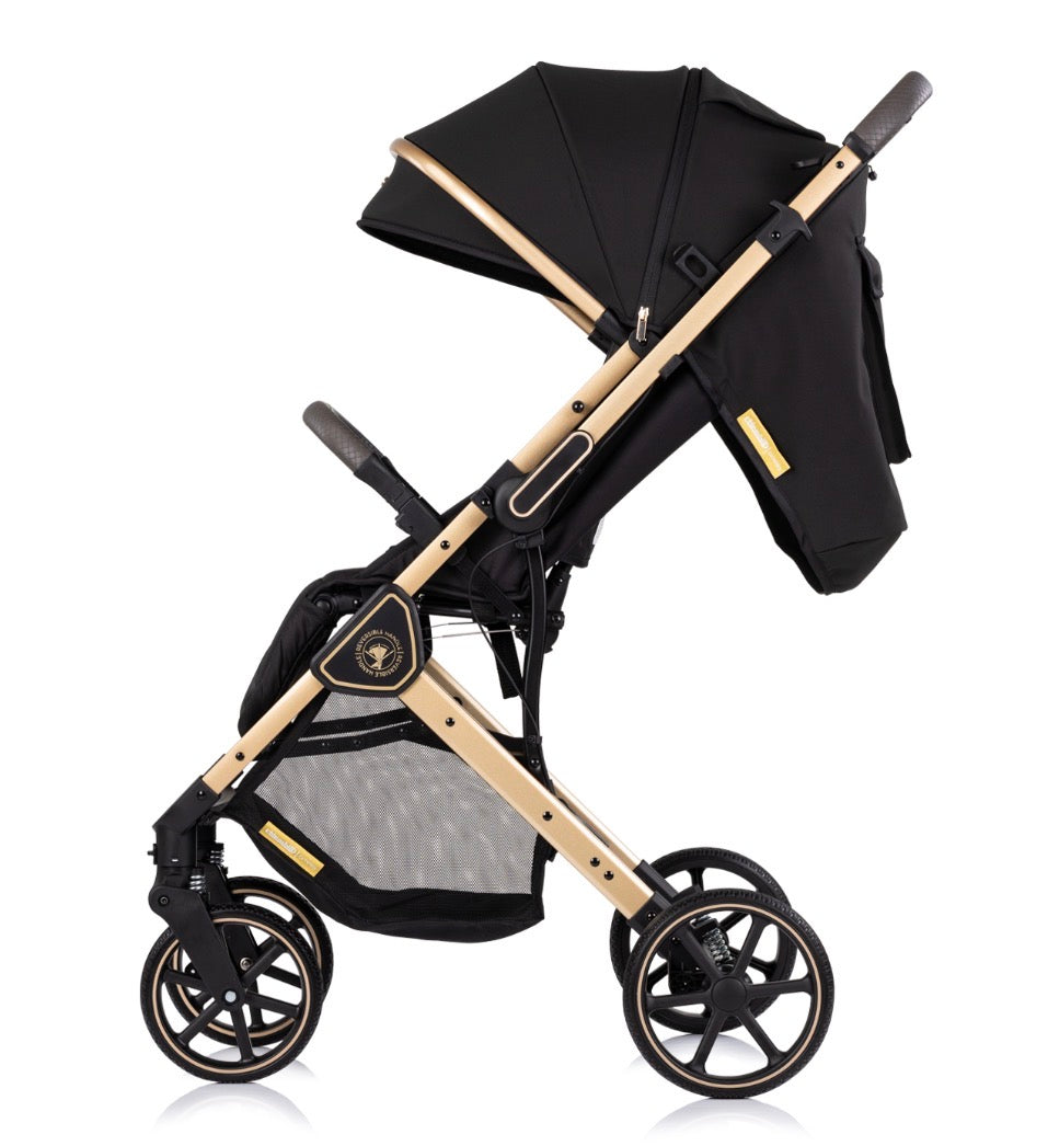 Passeggino leggero 22kg reversibile omnia nero e oro chipolino