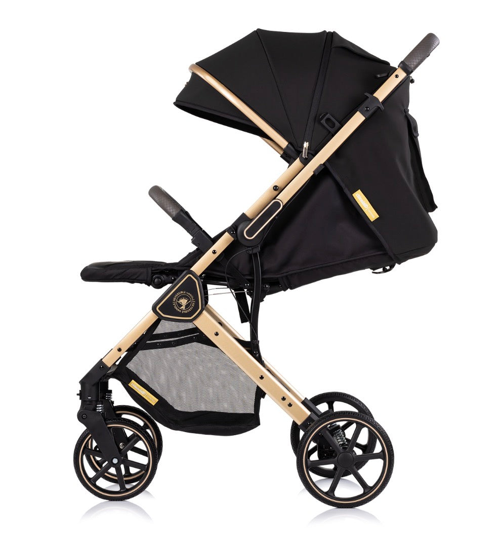 Passeggino leggero 22kg reversibile omnia nero e oro chipolino