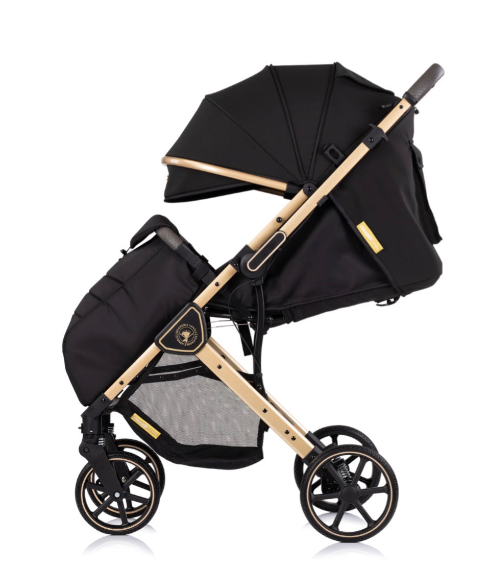 Passeggino leggero 22kg reversibile omnia nero e oro chipolino