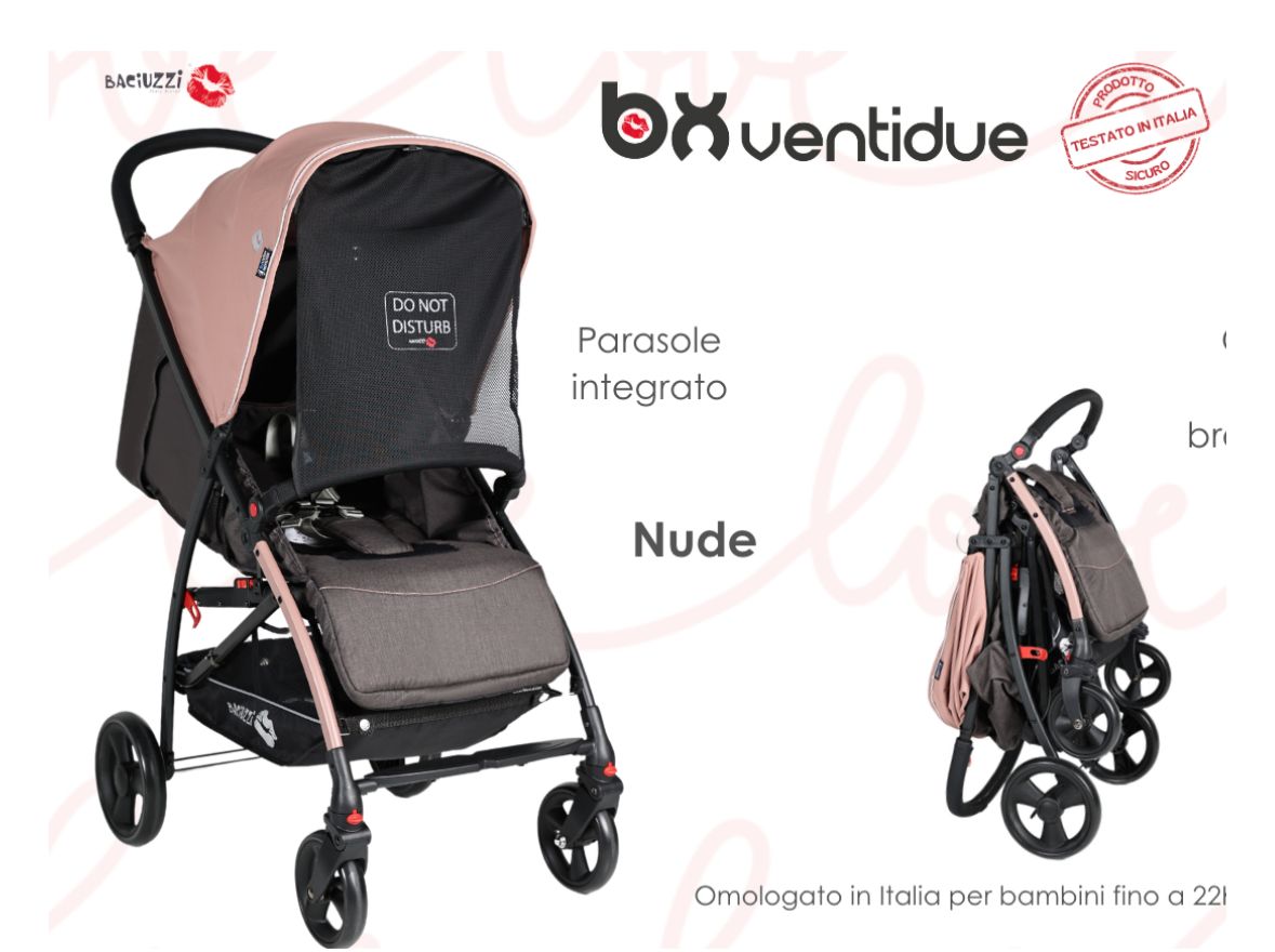 Passeggino leggero 22kg nude rosa baciuzzi