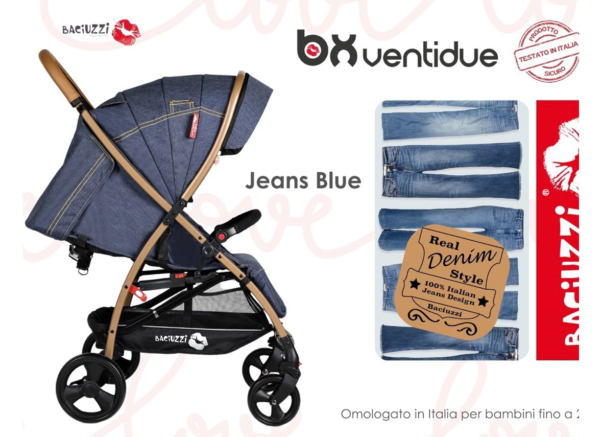 Passeggino leggero 22kg jeans blue baciuzzi